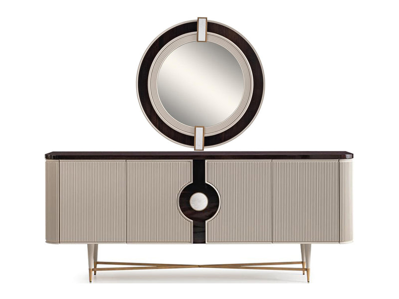 Ecrue 93" Wide 4 Door Buffet With Mirror