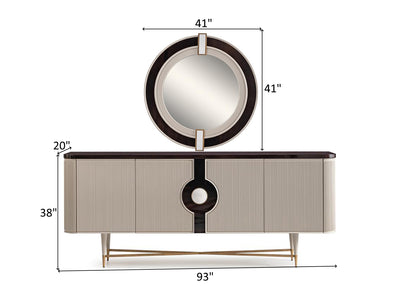 Ecrue 93" Wide 4 Door Buffet With Mirror