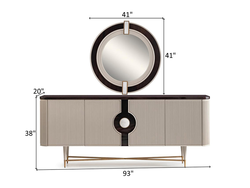 Ecrue 93" Wide 4 Door Buffet With Mirror
