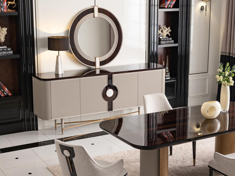 Ecrue 93" Wide 4 Door Buffet With Mirror