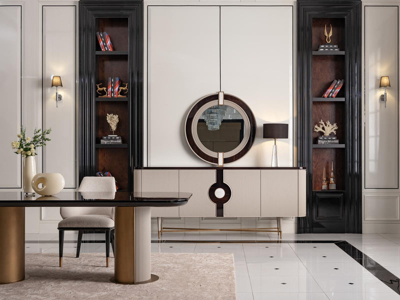 Ecrue 93" Wide 4 Door Buffet With Mirror