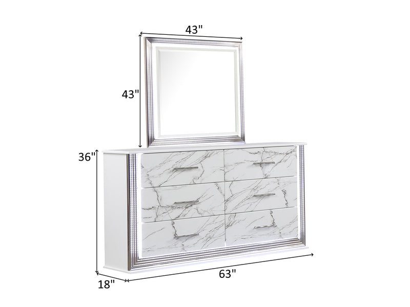 Desire 63" Wide 6 Drawer Dresser With Mirror