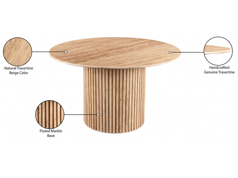 Genoa 48" Wide Genuine Marble Round Dining Table