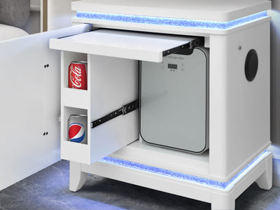 Alina 26.9" Tall Nightstand With Cooler, LED, Speaker and USB