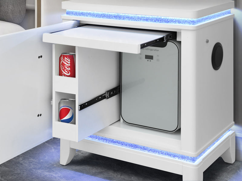 Alina 26.9" Tall Nightstand With Cooler, LED, Speaker and USB
