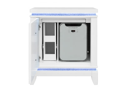 Alina 26.9" Tall Nightstand With Cooler, LED, Speaker and USB