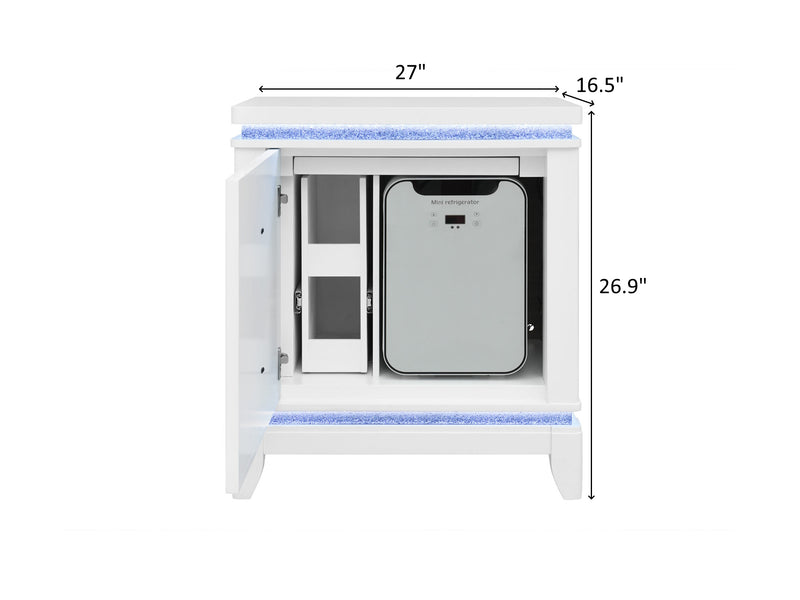 Alina 26.9" Tall Nightstand With Cooler, LED, Speaker and USB