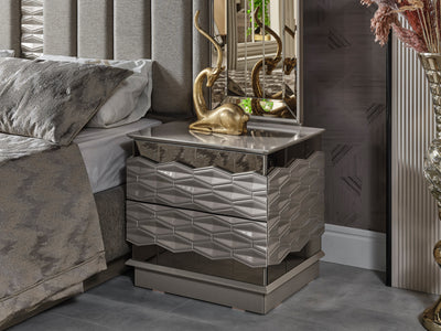 Gokce 2 Drawer Nightstand With Mirror