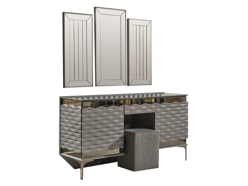 Gokce 2 Door & 1 Drawer Dresser With Mirror