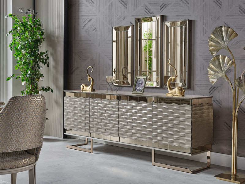 Gokce 4 Door Buffet With Mirror