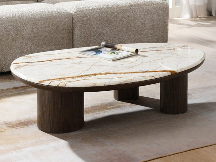 Haidar 47" Wide Marble Top Coffee Table