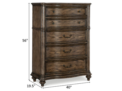Heath Court 1682 40" Wide 5 Drawer Traditional Chest