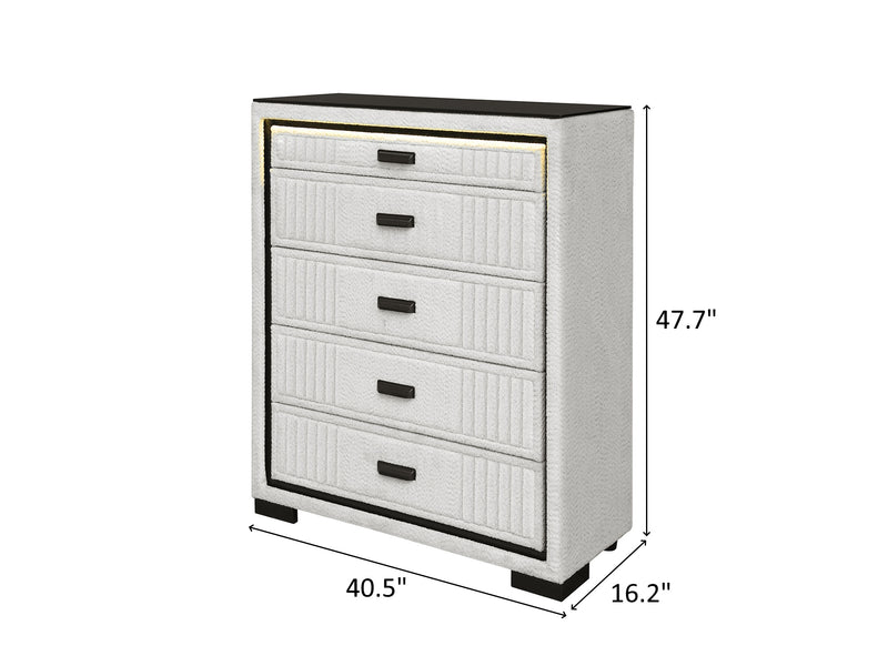 Isabella Glo 40.5" Wide 5 Drawer Chest With LED