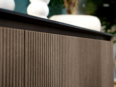 Hexagon 82" Wide 3 Door Buffet With Mirror