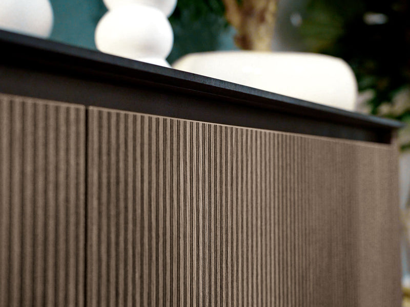 Hexagon 82" Wide 3 Door Buffet With Mirror