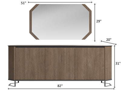 Hexagon 82" Wide 3 Door Buffet With Mirror