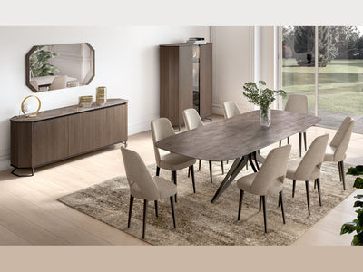 Hexagon 82" Wide 3 Door Buffet With Mirror