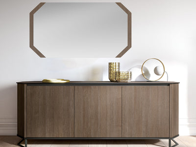 Hexagon 82" Wide 3 Door Buffet With Mirror