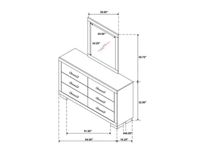 Jessica 64" Wide 6 Drawer Dresser With Mirror