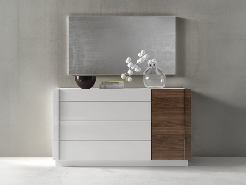 Lisbon Jn 55" Wide 4 Drawer 1 Door Dresser With Mirror