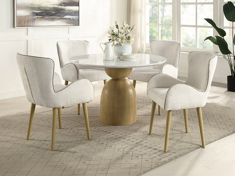 Kala 48" Wide Marble Top Dining Table