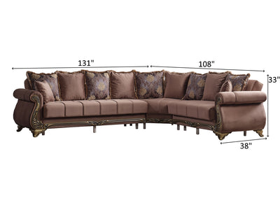 Karizma 131" / 108" Wide Rolled Arm Convertible Sectional
