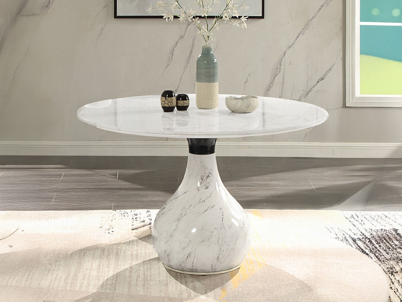 Retangular Rug Round Table Koen 48