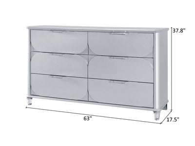 Lando 63" Wide 6 Drawer Dresser With Mirror