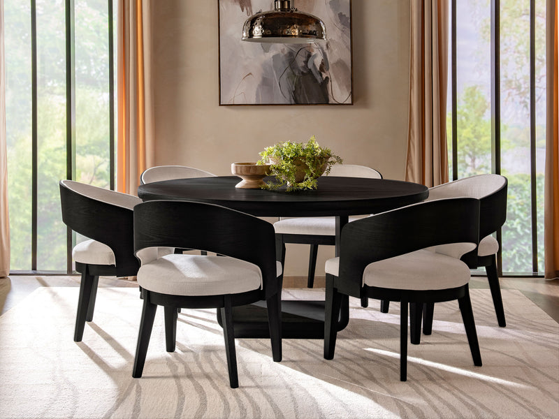 Leandro 4-6 Person Black Round Dining Room Set