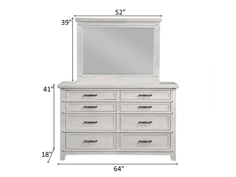 Levi 64" Wide 8 Drawer Dresser With Mirror