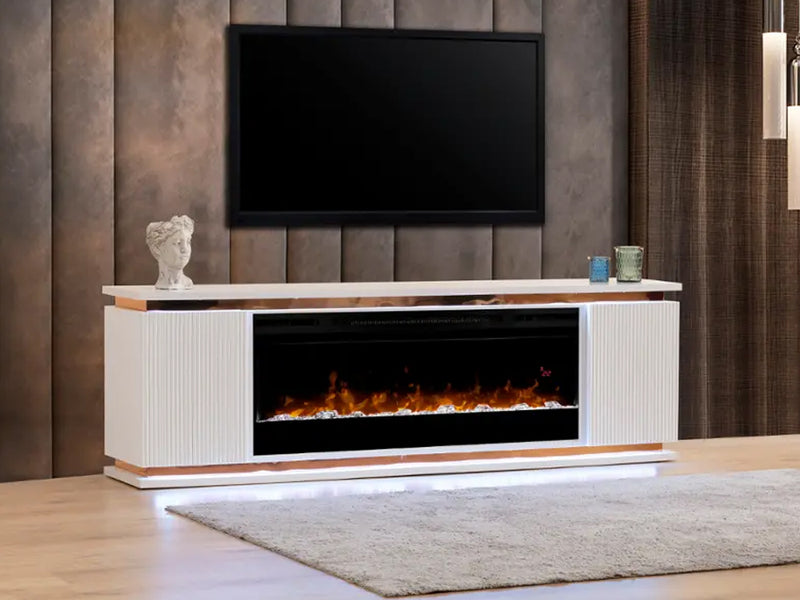 Lilianna 80" Wide TV Stand With Electric Fireplace