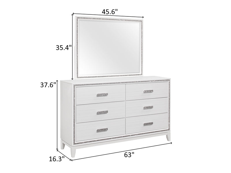 Lily Glo 63" Wide 6 Drawer Dresser With Mirror