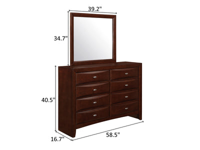 Linda Glo 58.5" Wide 8 Drawer Dresser With Mirror