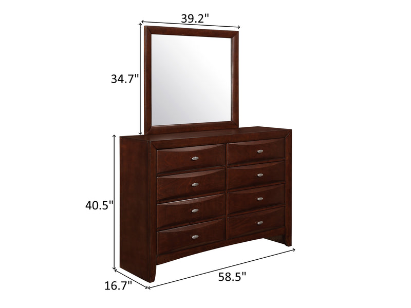 Linda Glo 58.5" Wide 8 Drawer Dresser With Mirror
