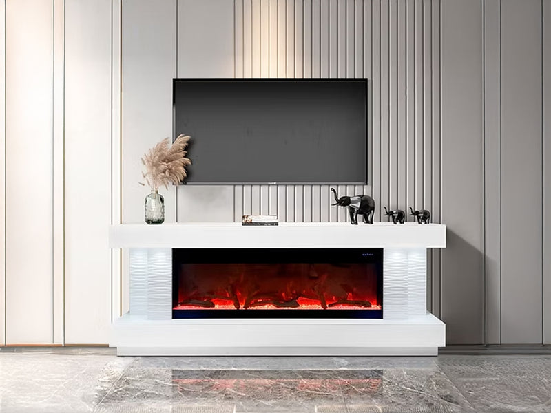 London Diamond 72" Wide LED TV Stand With Electric Fireplace