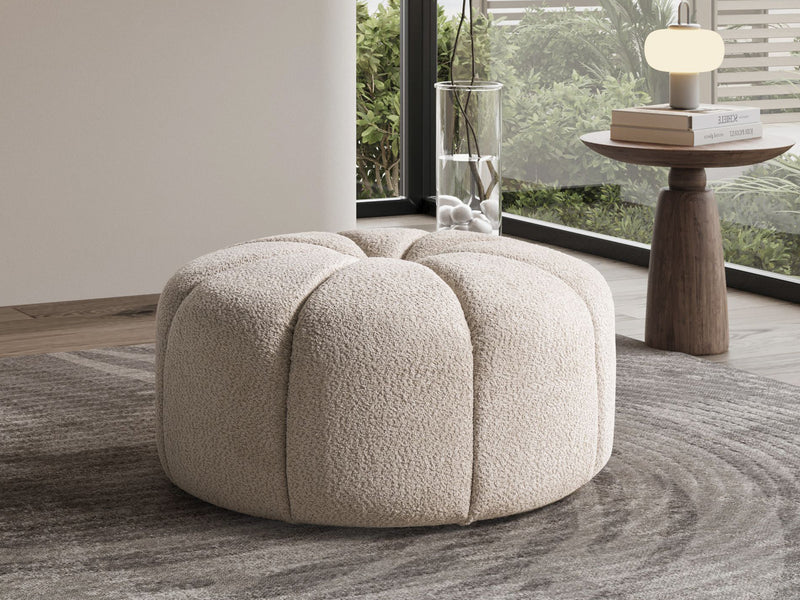 Lune 32" Wide Boucle Fabric Ottoman