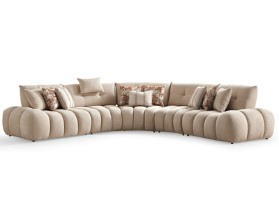 Lune 124" / 124" Wide Boucle Fabric Extendable Sectional