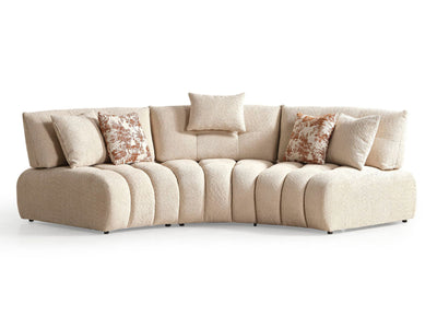 Lune 124" / 124" Wide Boucle Fabric Extendable Sectional