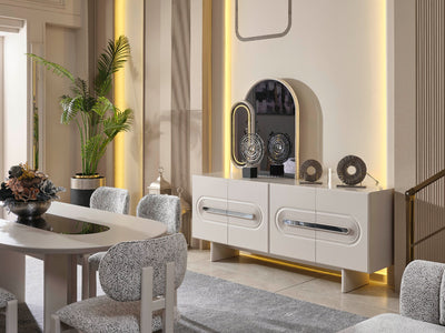 Parma Max 78.7" Wide 4 Door Buffet With Mirror