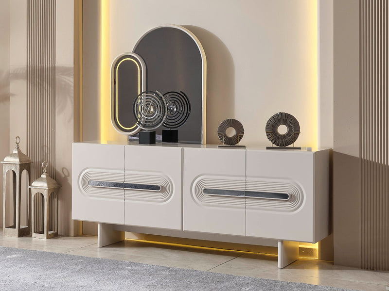 Parma Max 78.7" Wide 4 Door Buffet With Mirror