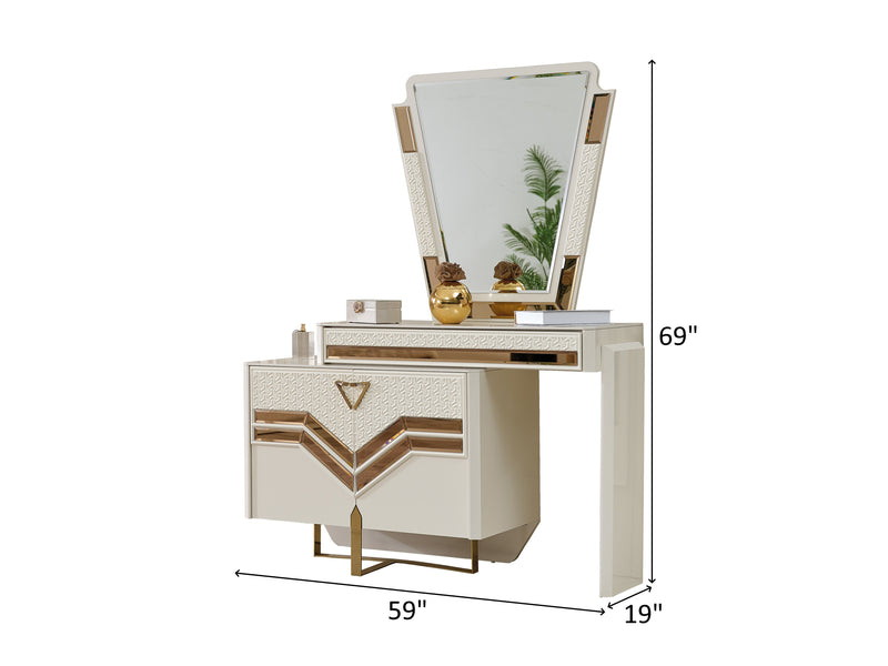 Zen 59" Wide 2 Door 1 Drawer Dresser With Mirror