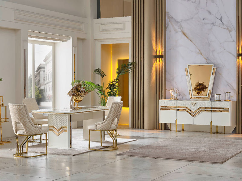 Zen 78.7" Wide 4 Door Buffet With Mirror