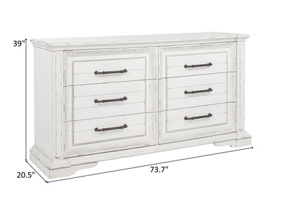 McKinney Vintage 73.7" Wide 6 Drawer Dresser With Mirror