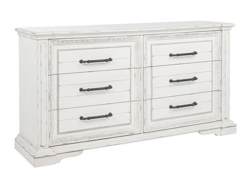 McKinney Vintage 73.7" Wide 6 Drawer Dresser With Mirror