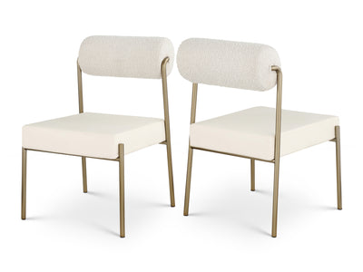 Carly 20" Wide Boucle Fabric & Faux Leather Dining Chair (Set of 2)