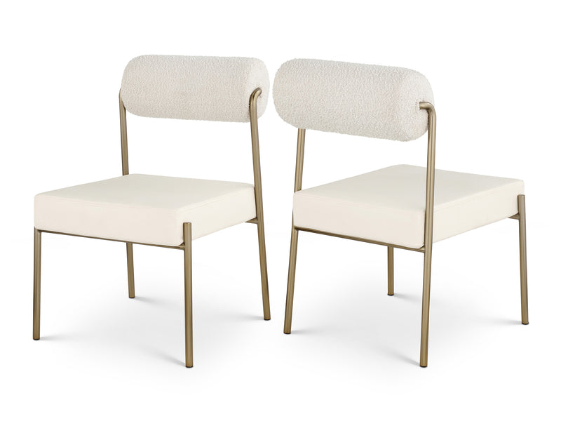 Carly 20" Wide Boucle Fabric & Faux Leather Dining Chair (Set of 2)