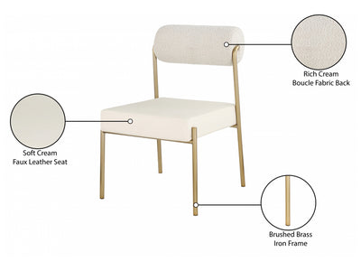 Carly 20" Wide Boucle Fabric & Faux Leather Dining Chair (Set of 2)