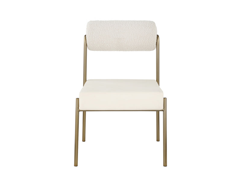 Carly 20" Wide Boucle Fabric & Faux Leather Dining Chair (Set of 2)