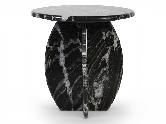 Formentera 20" Tall Handcrafted Genuine Marble Round Side Table