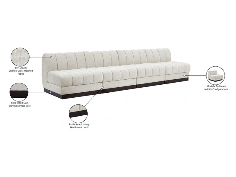 Quinn 128" Wide Chenille Fabric Modular Sofa